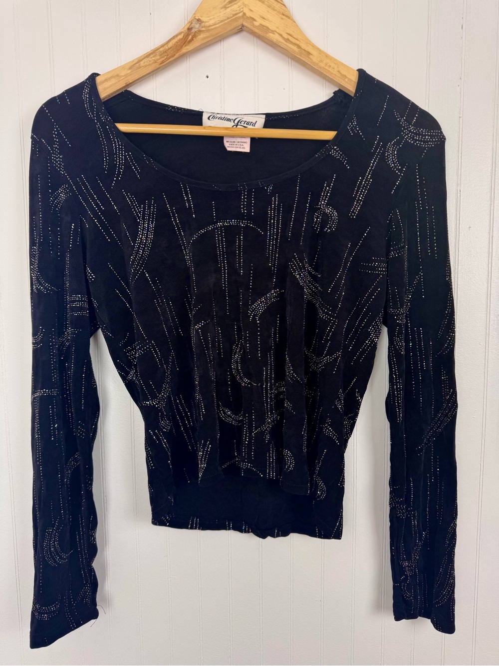 Vintage Black Sparkly Christine Gerard Top